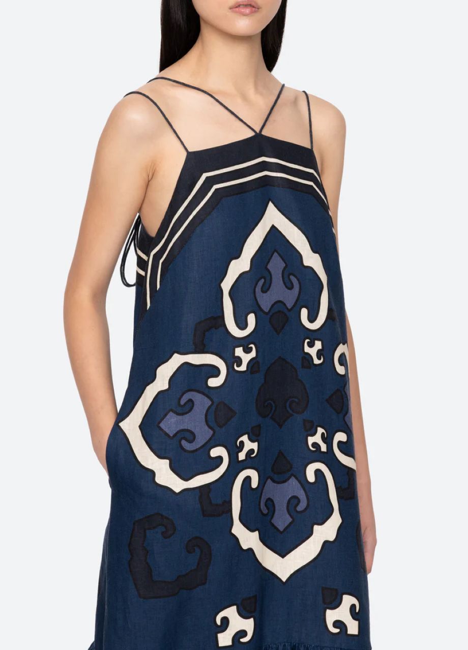 Sea-NY Blaise Spaghetti Strap Dress - Navy