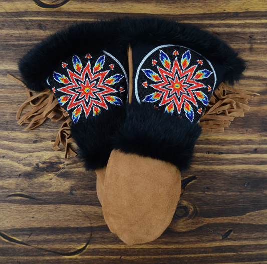Astis Selous Long Cuff Brown Suede Mitten - Brown