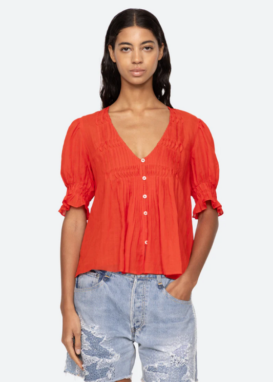 Sea-NY Zora Short Sleeve Top - Chili