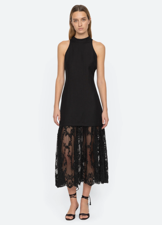 Sea-NY Marja Combo Dress - Black