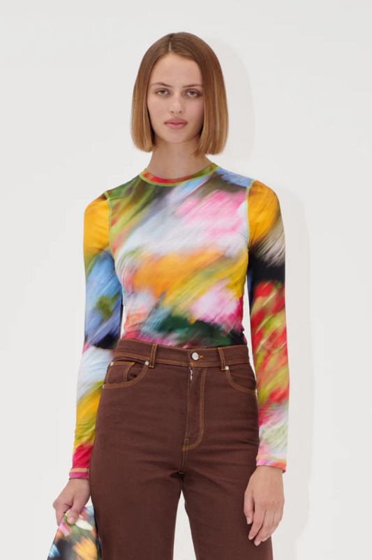 Stine Goya Long Sleeve Crewneck Top - Liquid Floral