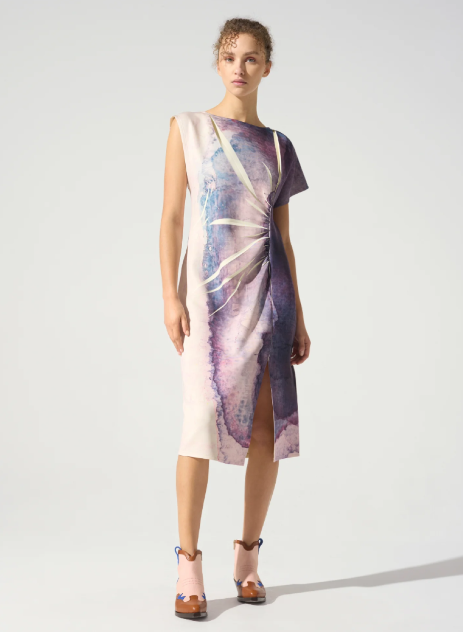 Cotlac Asymmetrical Fitted Dress - Vague CHAMMOMILE Cotlac Asymmetrical Fitted Dress - Vague CHAMMOMILE