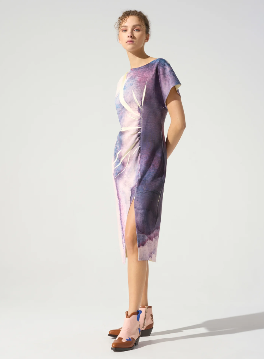 Cotlac Asymmetrical Fitted Dress - Vague CHAMMOMILE Cotlac Asymmetrical Fitted Dress - Vague CHAMMOMILE