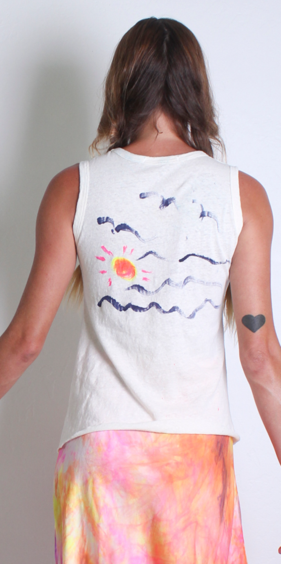 Love Tanjane Hand-Painted Muscle Tank - Palm Tree Print