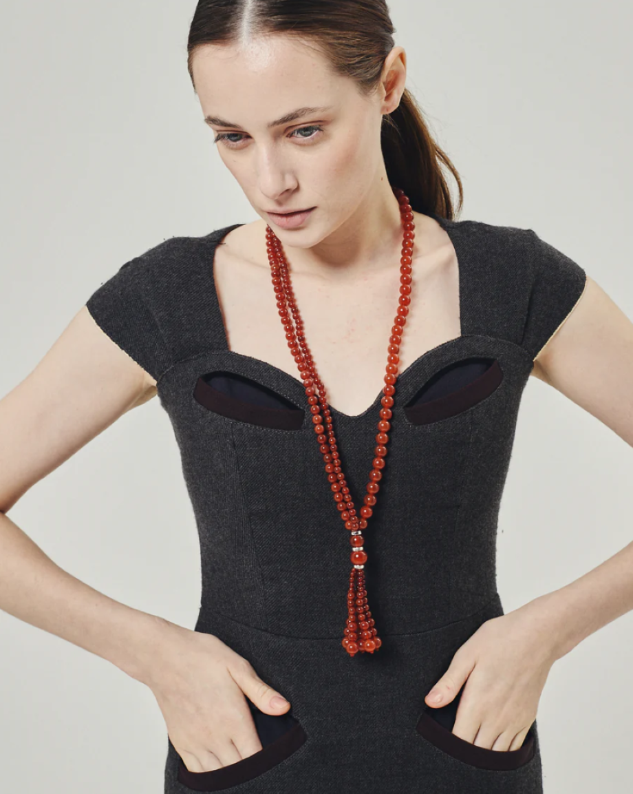 Le Sundial Venice Opera Necklace - Carnelian
