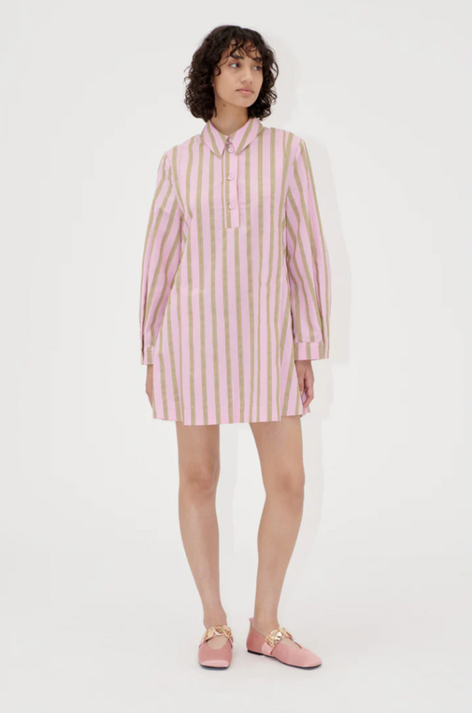 Stine Goya Tuck Sleeve Tunic Dress - Wallpaper Stripe
