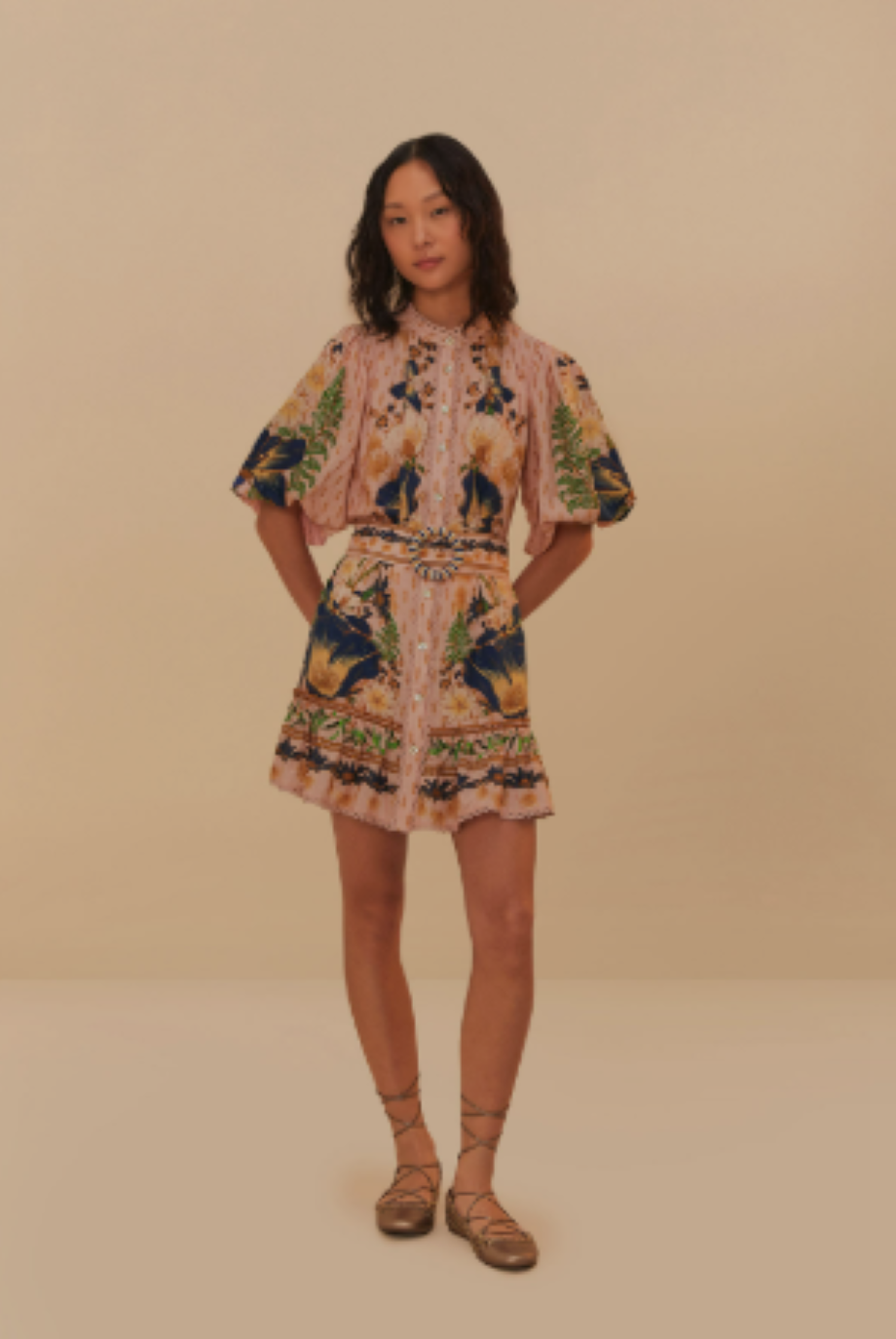 Farm Rio Dream Garden Mini Dress - Pink