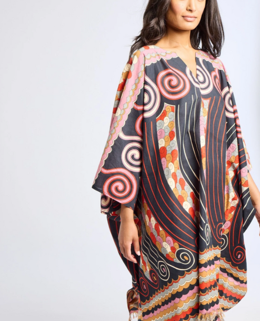 Mille Georgia Maar Print Caftan  - Black/Multi