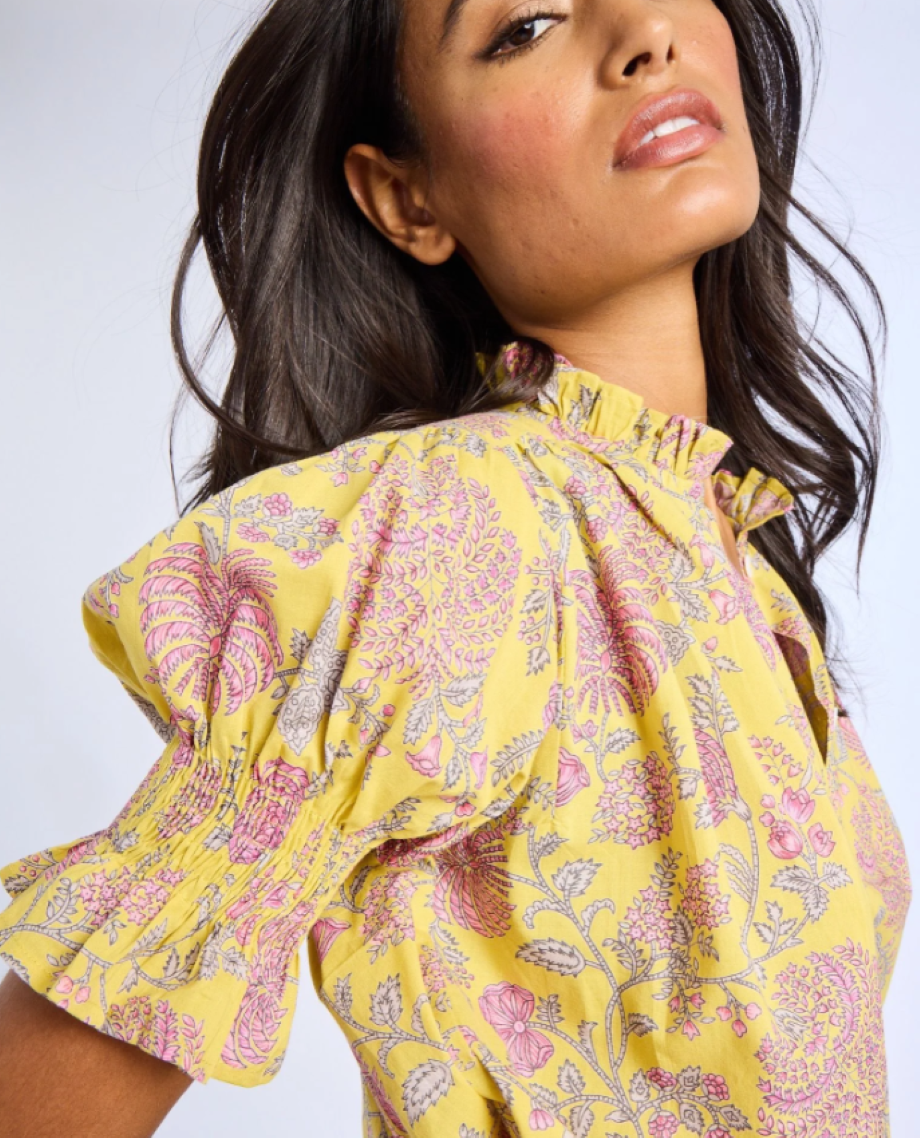 Mille Marnie Floral Top - Citron