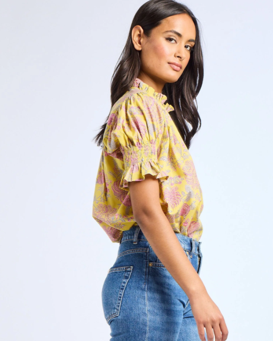 Mille Marnie Floral Top - Citron
