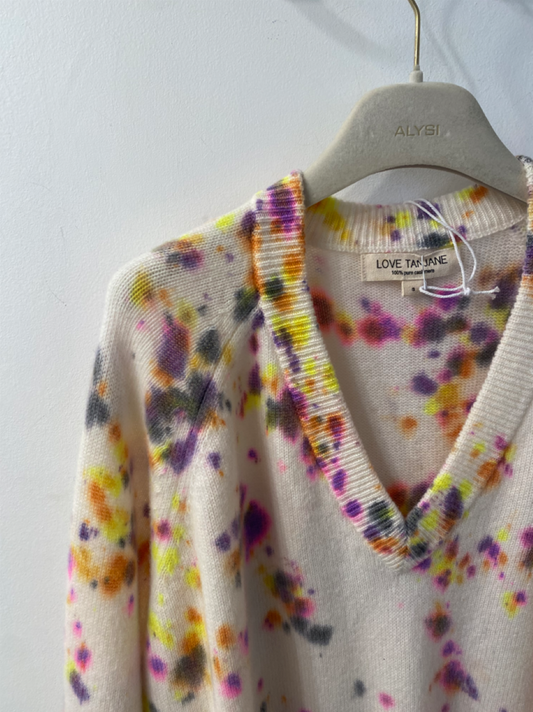 Love Tanjane Heavy Cashmere V-Neck Sweater - Confetti