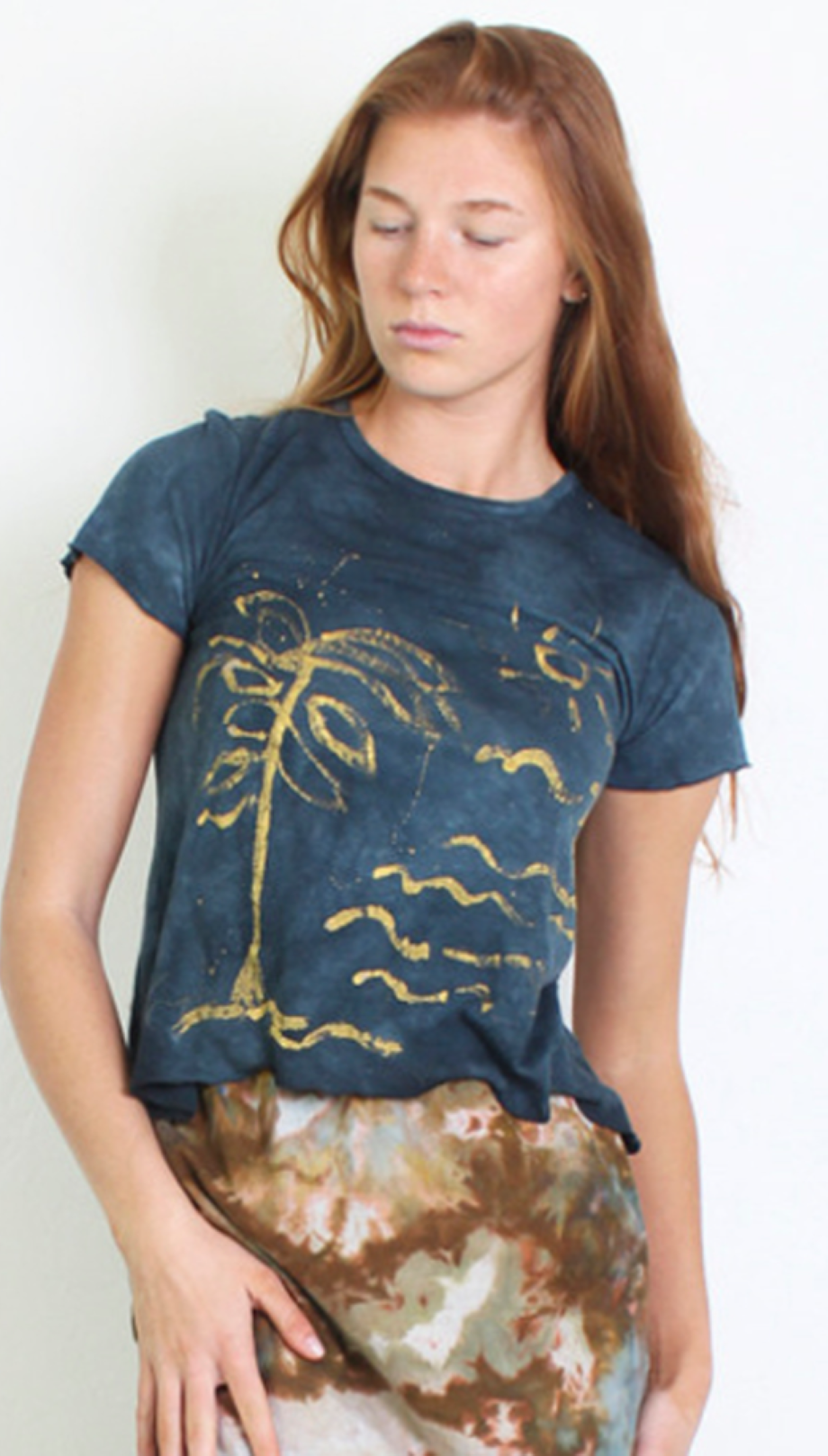 Love Tanjane Hand Painted Short Sleeve Tee - Palm Sea