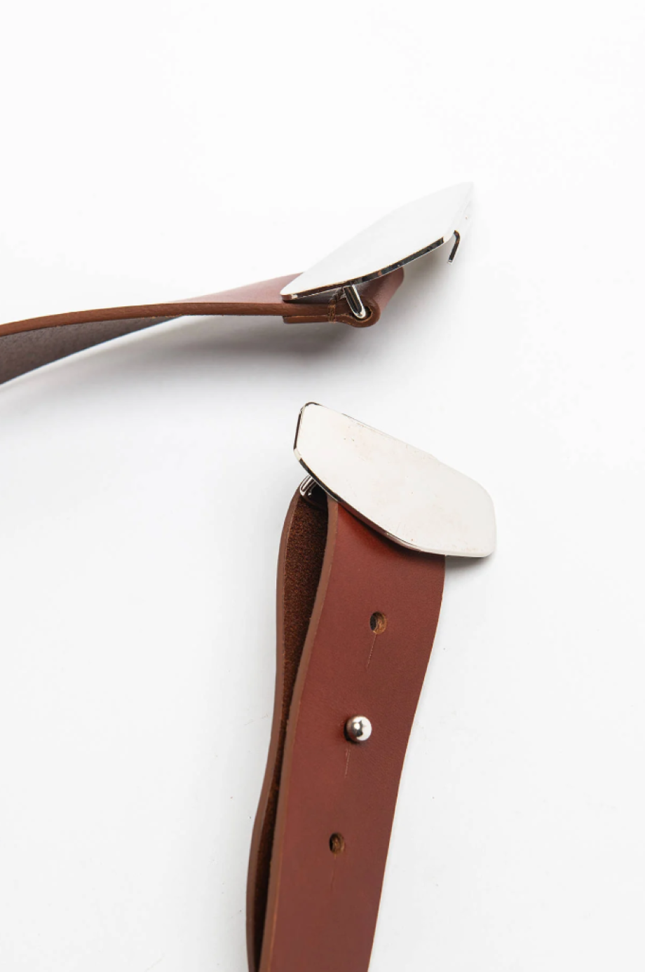Alysi Leather Belt w/Mirror Plate Buckle - Dark Brown