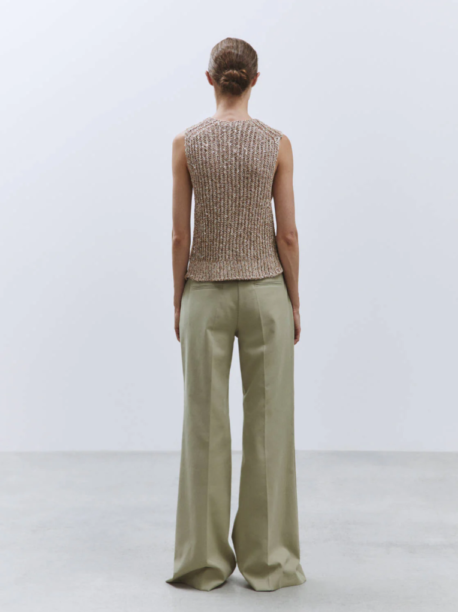 Alysi Sequined Knitted Vest - Walnut Melange