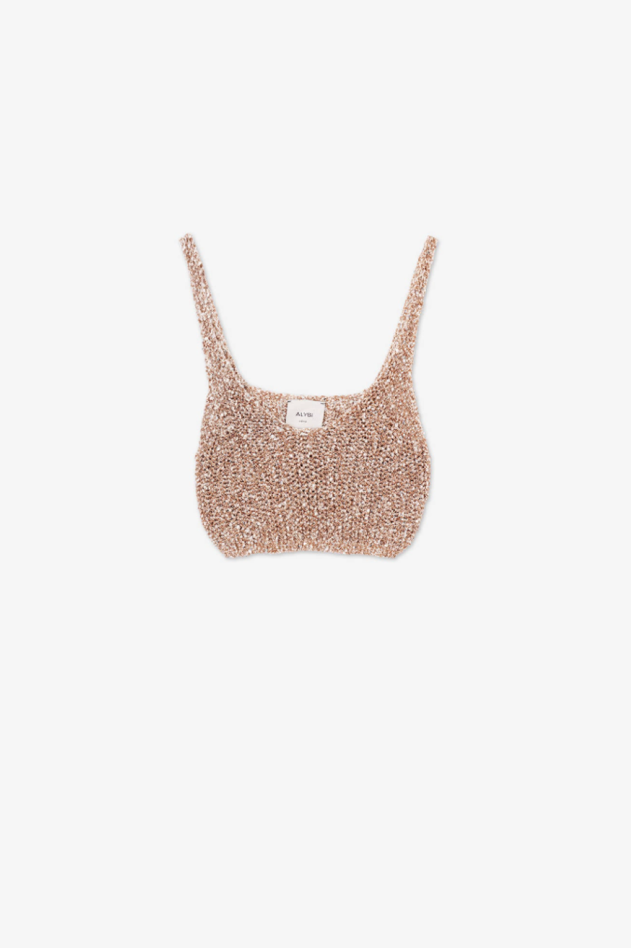 Alysi Sequined Knitted Crop Top - Walnut Melange