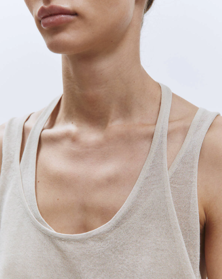 Alysi Double Neck Tank Top - Petal
