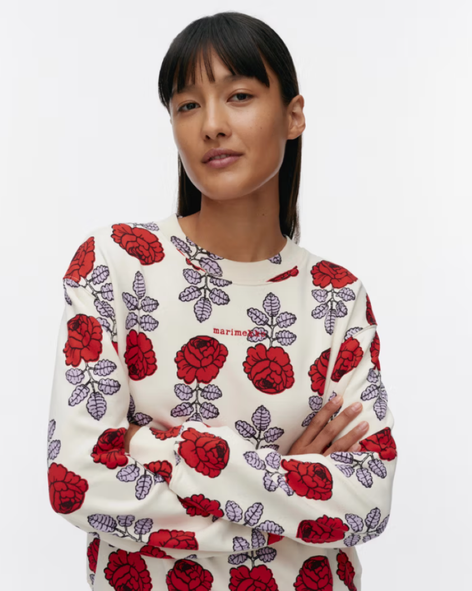 Marimekko Leiot Vihkiruusu Kioski Sweatshirt - Off White