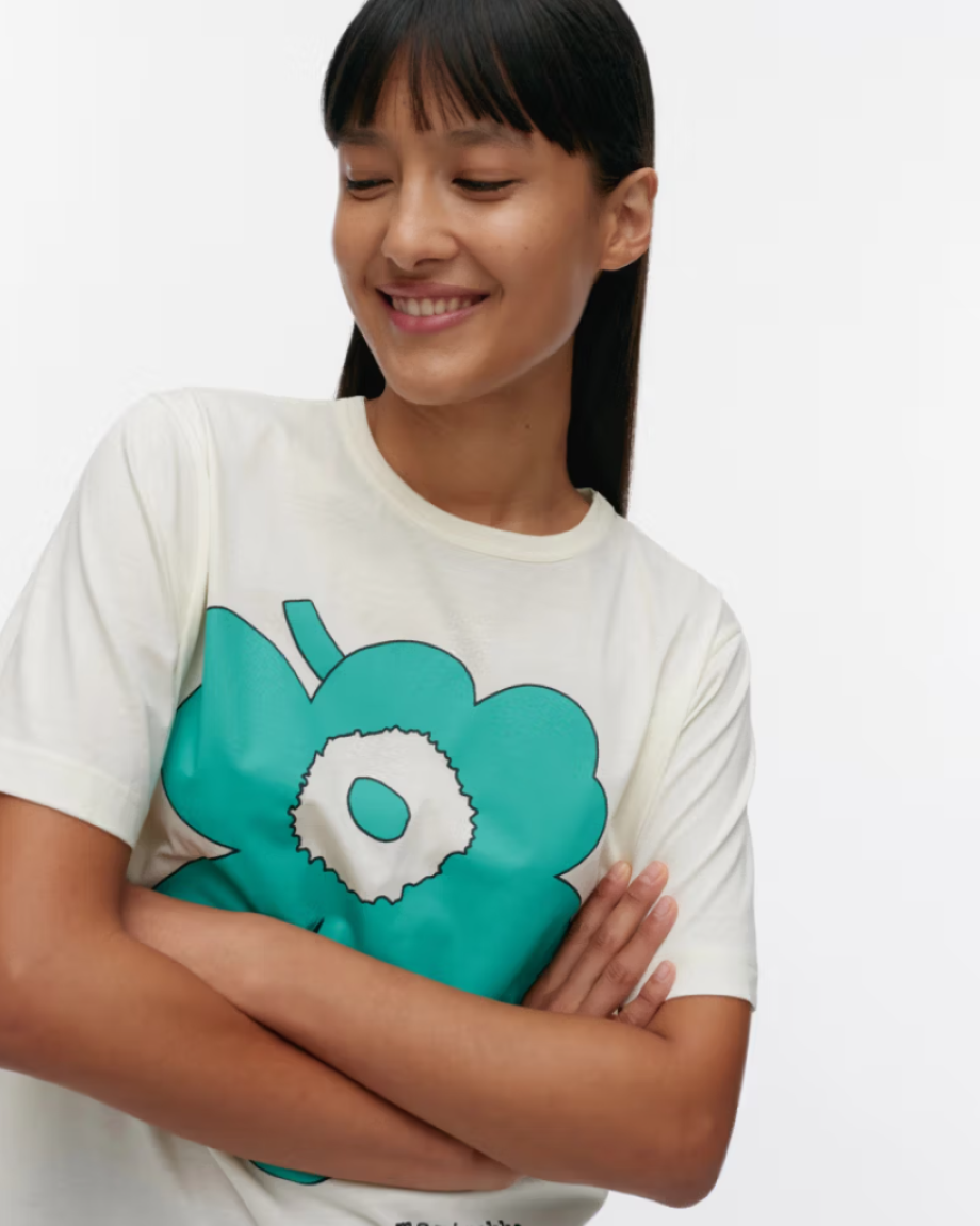 Marimekko Jakso Piirto Unikko Kioski T-Shirt - Turquoise