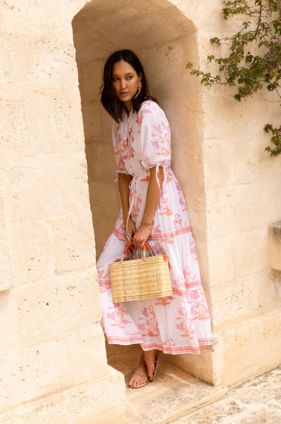 Oliphant Cinched Pintuck Maxi - Ostuni Coral