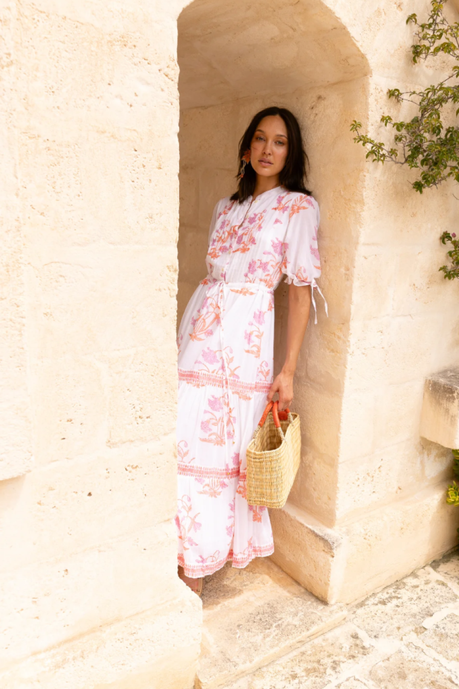 Oliphant Cinched Pintuck Maxi - Ostuni Coral