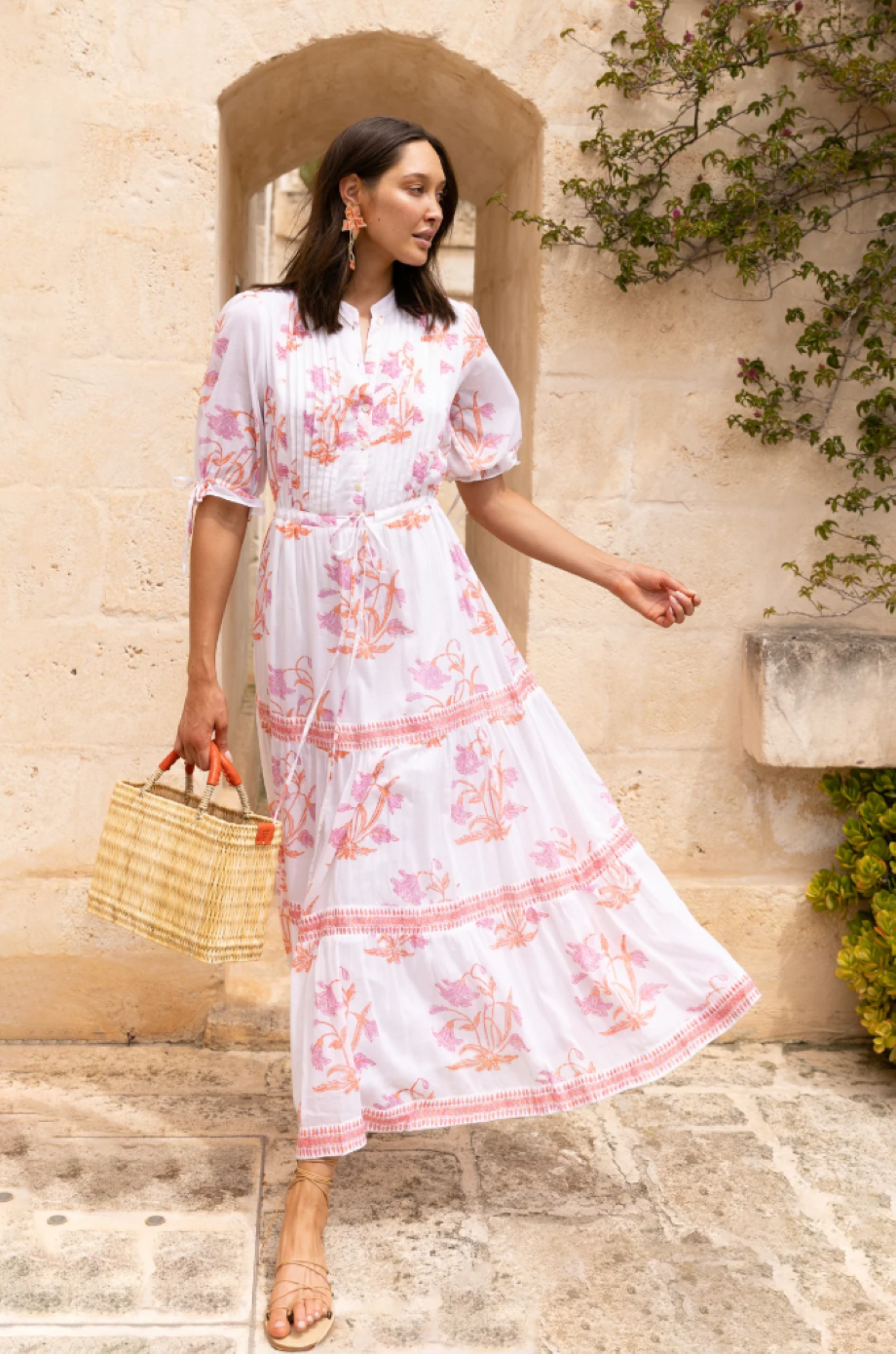 Oliphant Cinched Pintuck Maxi - Ostuni Coral