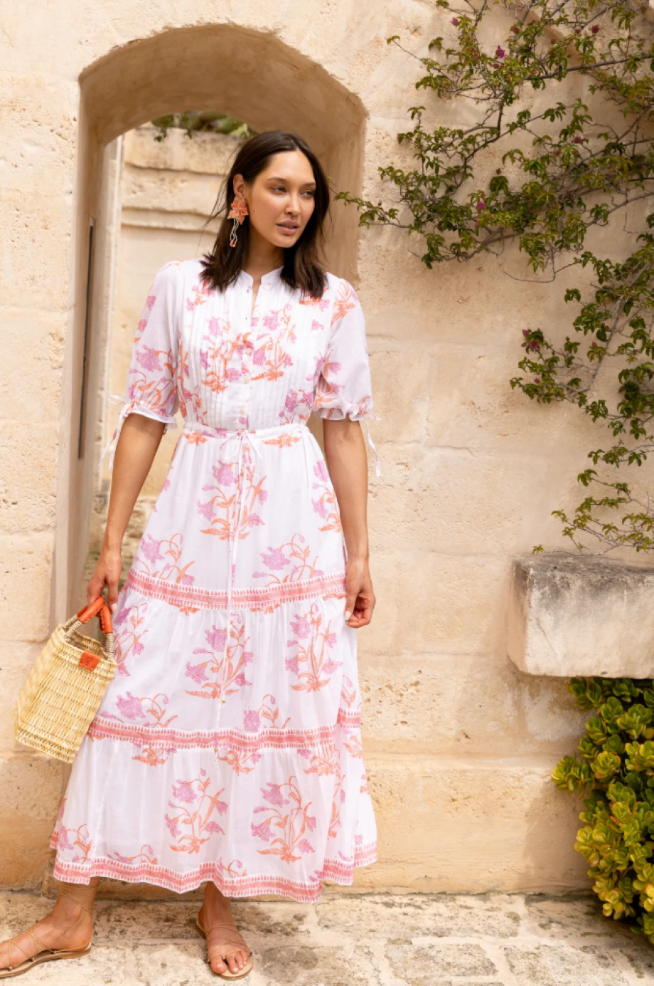 Oliphant Cinched Pintuck Maxi - Ostuni Coral