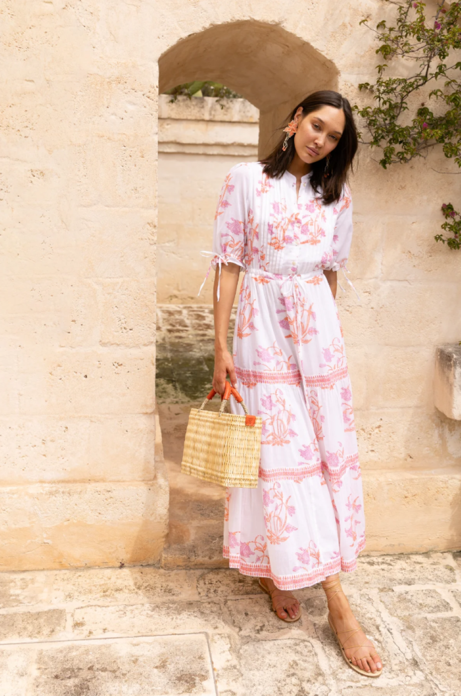 Oliphant Cinched Pintuck Maxi - Ostuni Coral