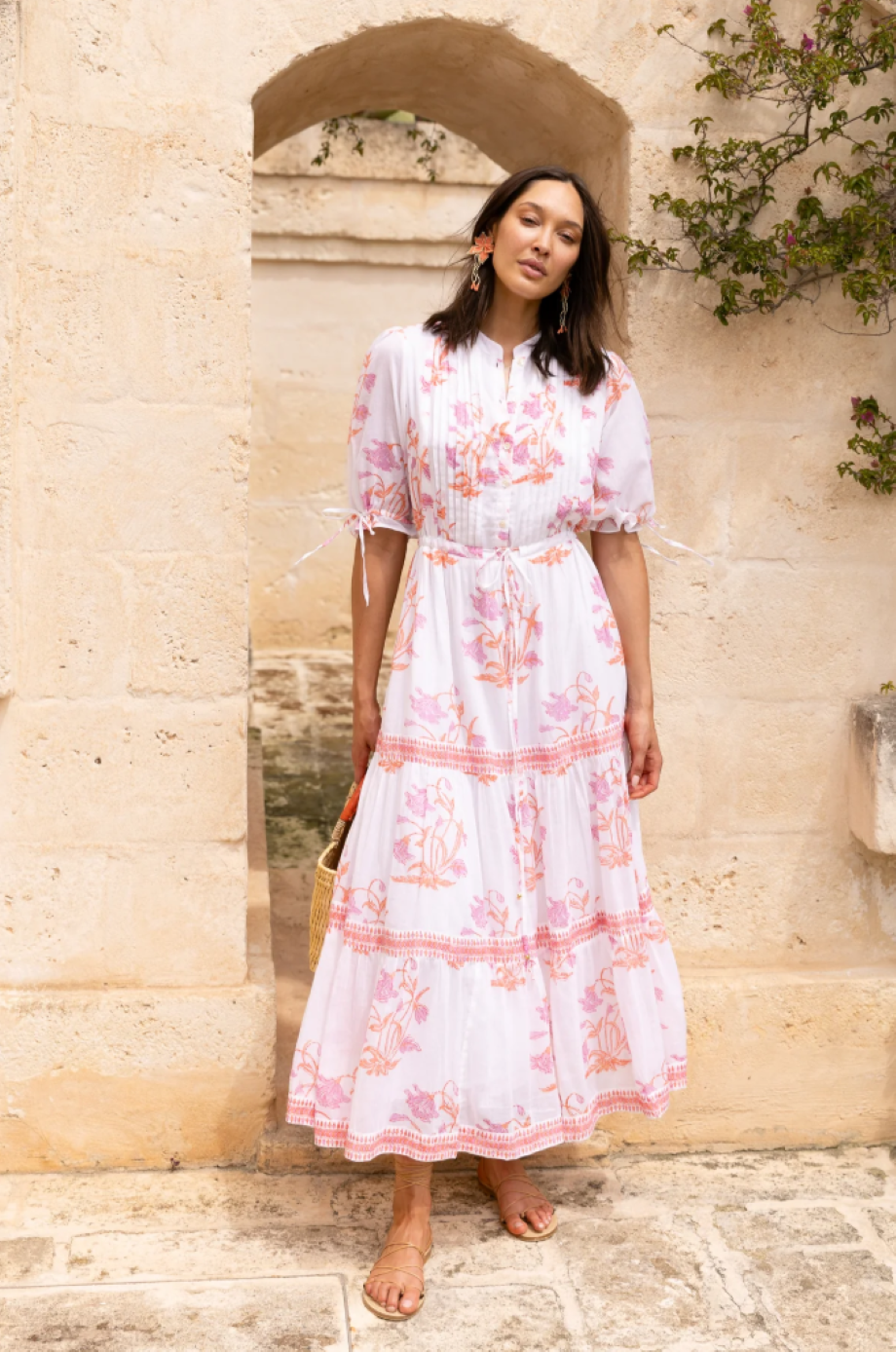 Oliphant Cinched Pintuck Maxi - Ostuni Coral