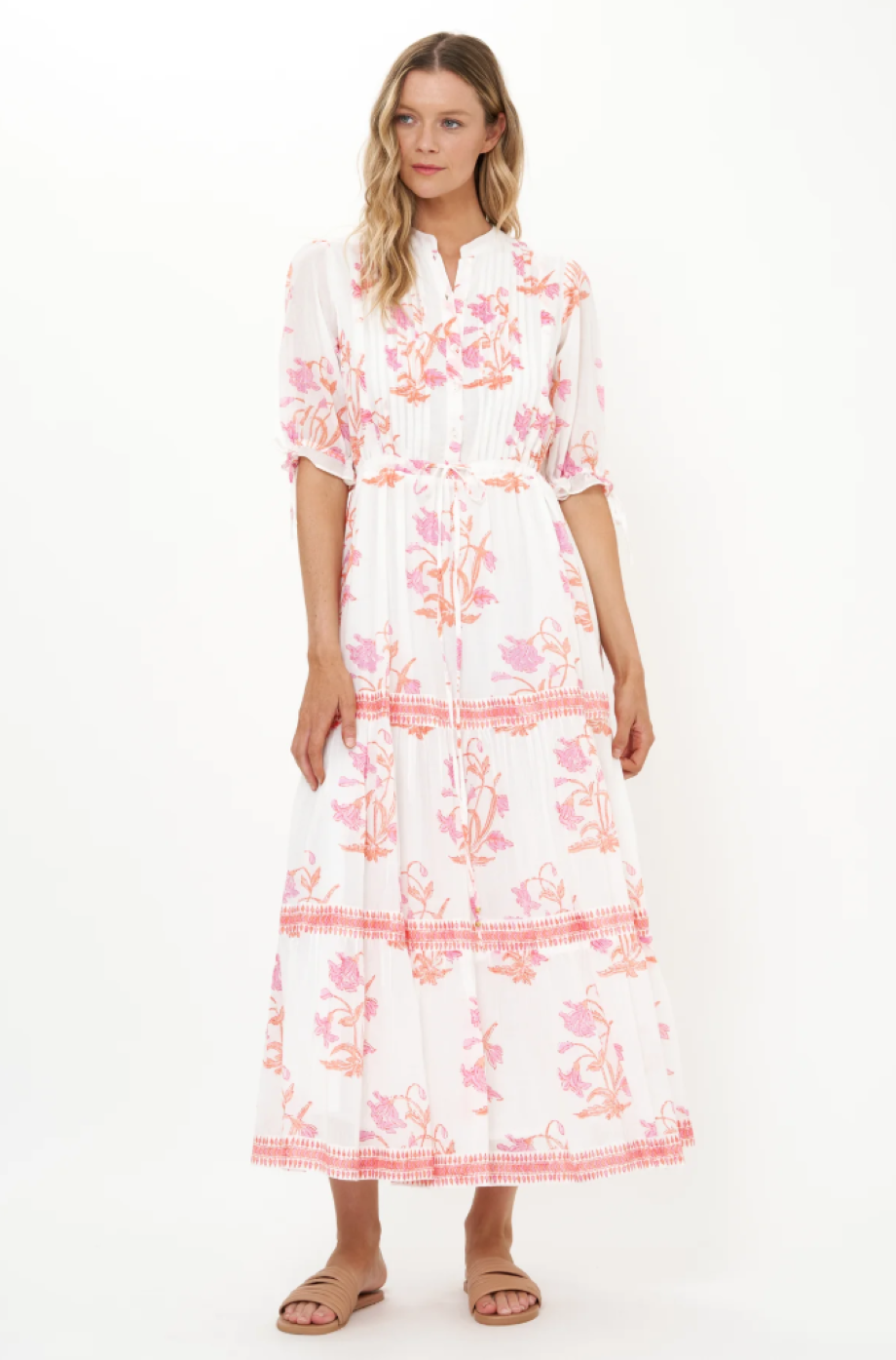 Oliphant Cinched Pintuck Maxi - Ostuni Coral