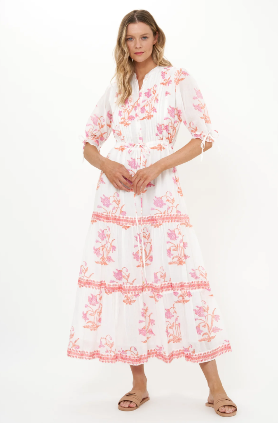 Oliphant Cinched Pintuck Maxi - Ostuni Coral
