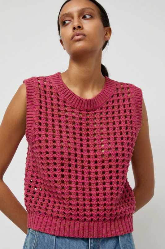 No. 6 Reed Knit Tank - Pink/Brown Melange