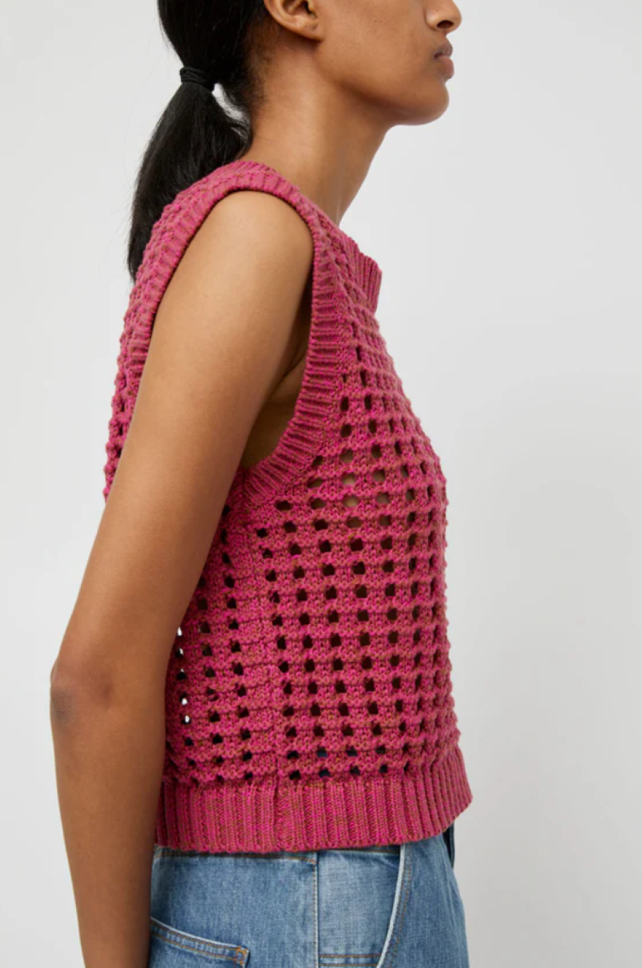 No. 6 Reed Knit Tank - Pink/Brown Melange