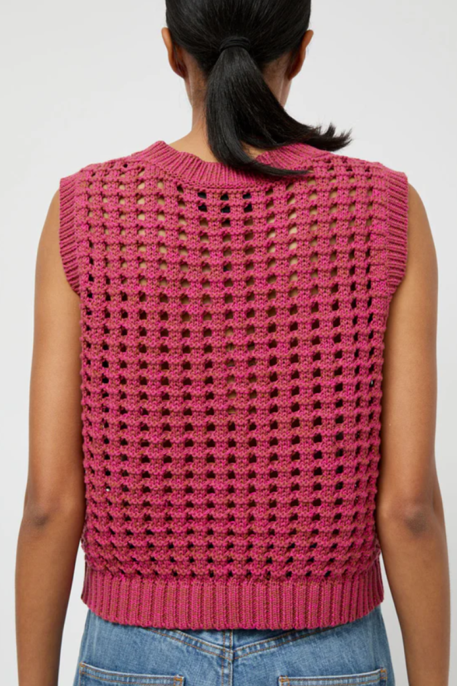 No. 6 Reed Knit Tank - Pink/Brown Melange