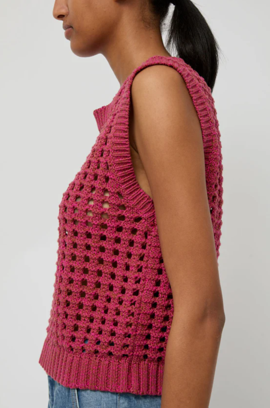 No. 6 Reed Knit Tank - Pink/Brown Melange