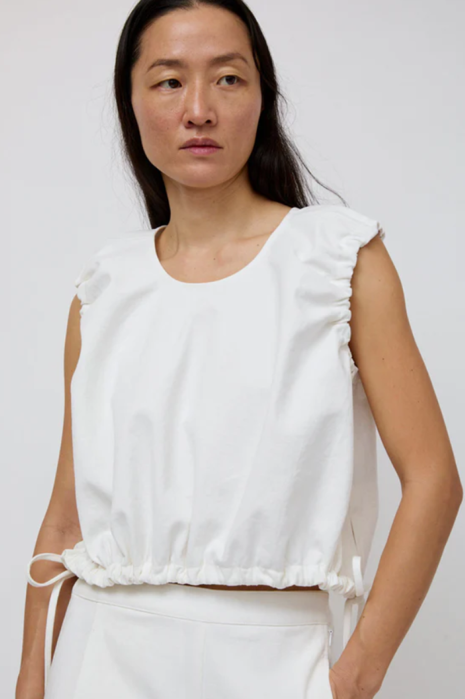 No. 6 Anabel Cropped Tank - White