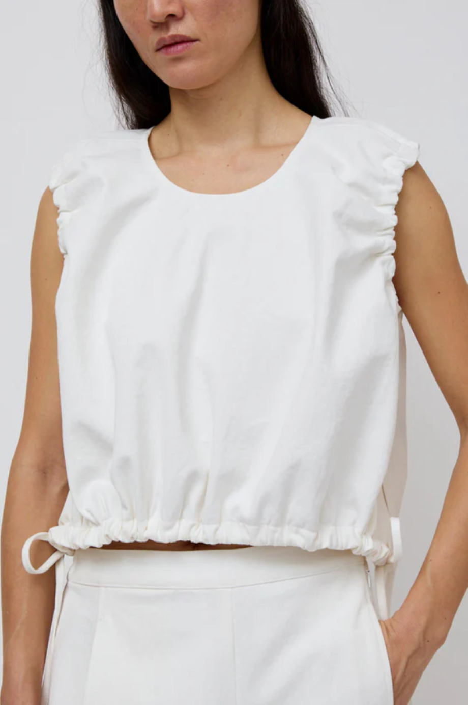 No. 6 Anabel Cropped Tank - White