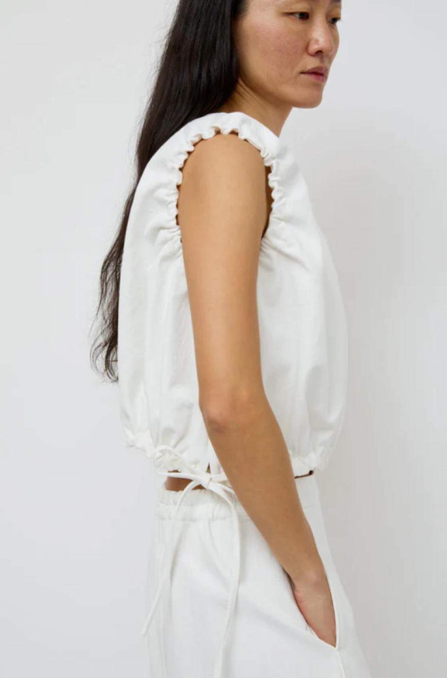 No. 6 Anabel Cropped Tank - White