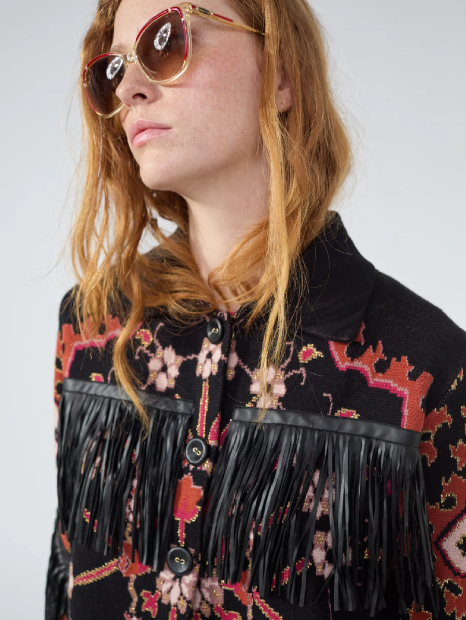 Hayley Menzies Dylan Cotton Jacquard Jacket - Black