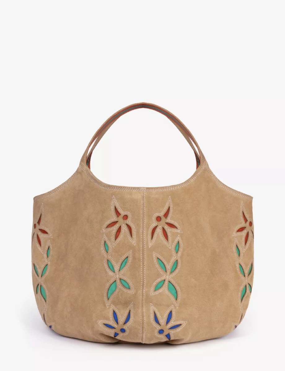 Penelope Chilvers Embroidered Pillow Bag - Sand