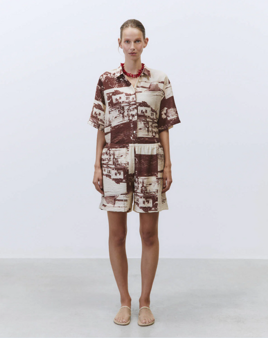 Alysi Photo Print Shorts - Choco