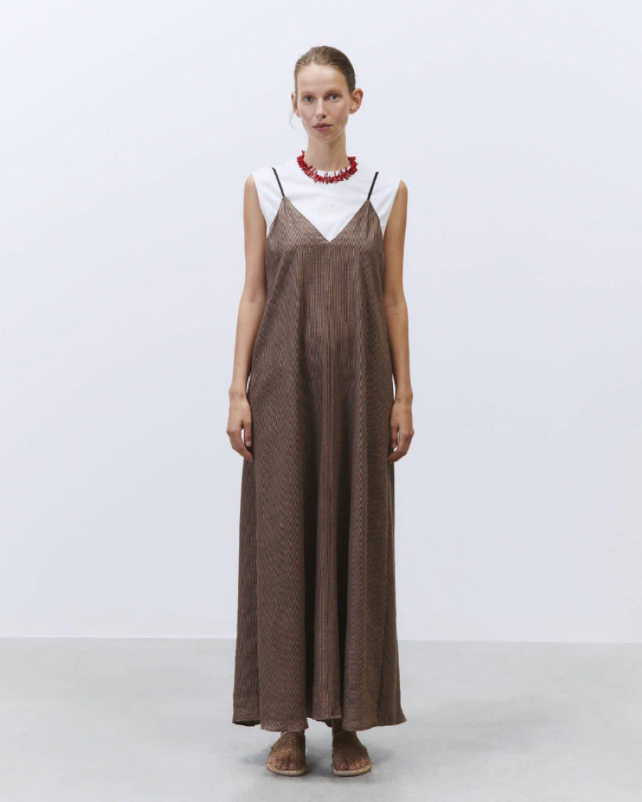 Alysi Long Dress Microstripe - Barolo