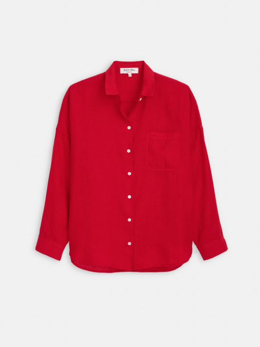 Alex Mill Jo Linen Shirt - Crimson