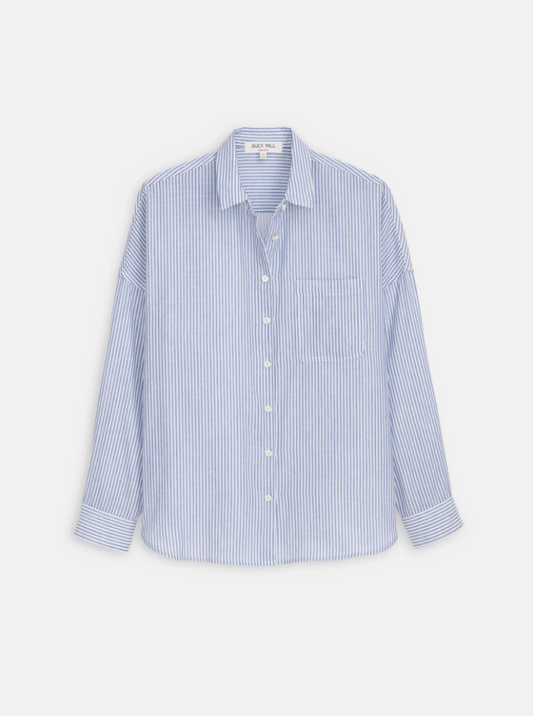 Alex Mill Jo Double Gauze Shirt - White/Evening Blue