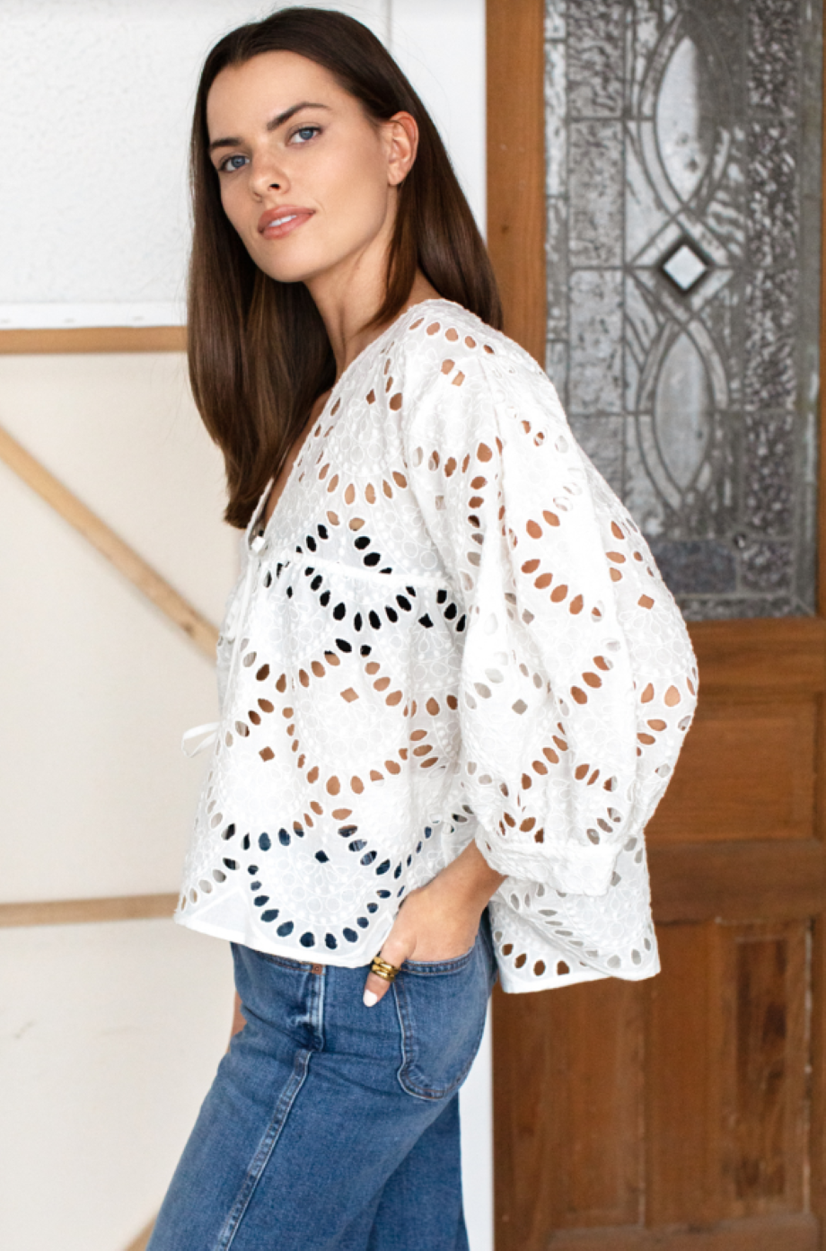 Emerson Fry Eyelet Artist Overshirt - Ivory