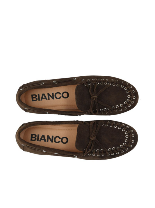 Bianco Biamarlene Suede Moccasins - Brown