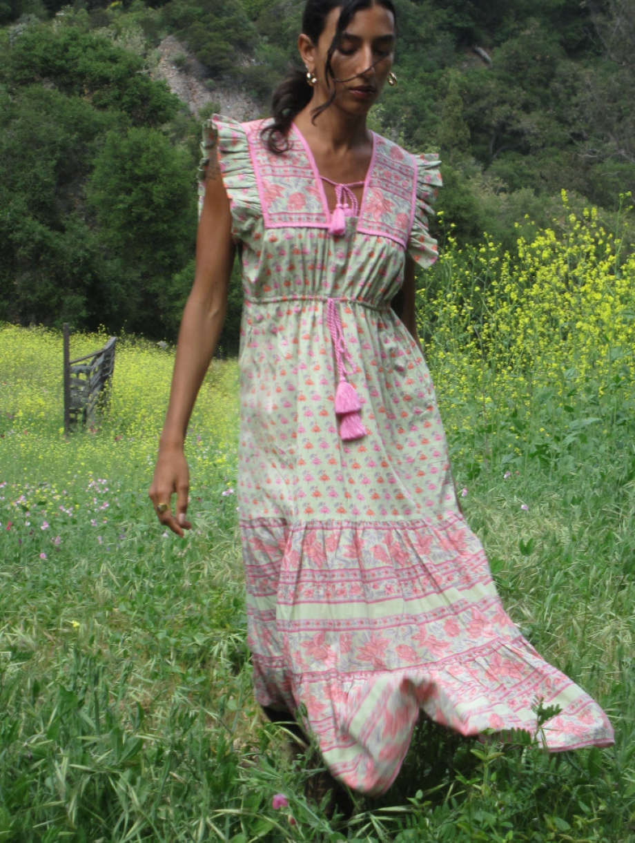Mille Tulip Print Esme Dress - Sage