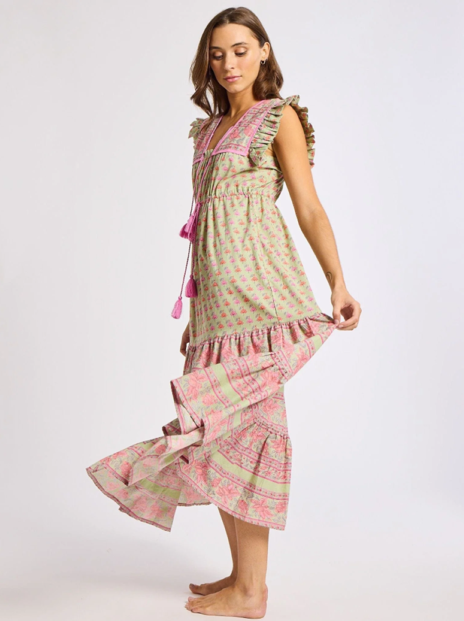 Mille Tulip Print Esme Dress - Sage