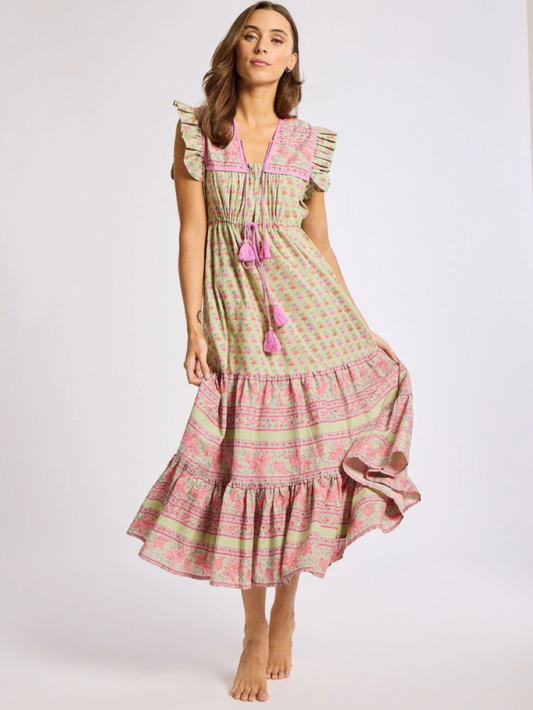 Mille Tulip Print Esme Dress - Sage