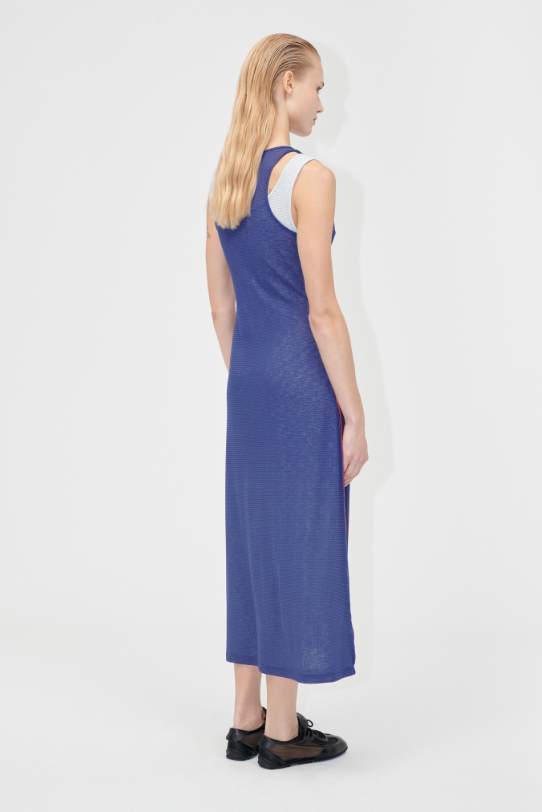 Stine Goya Sheer Stripe Ribe Double Layer Tank Dress - Midnight Blue