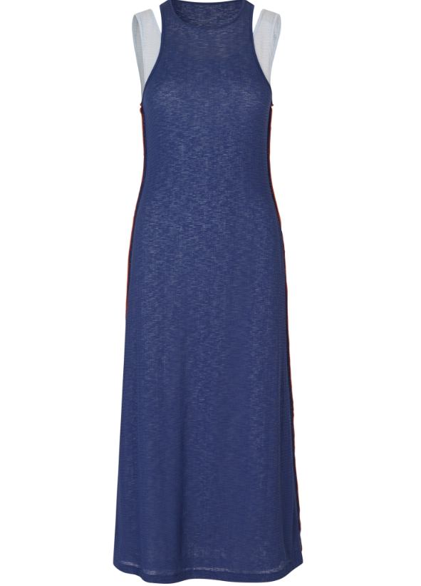 Stine Goya Sheer Stripe Ribe Double Layer Tank Dress - Midnight Blue